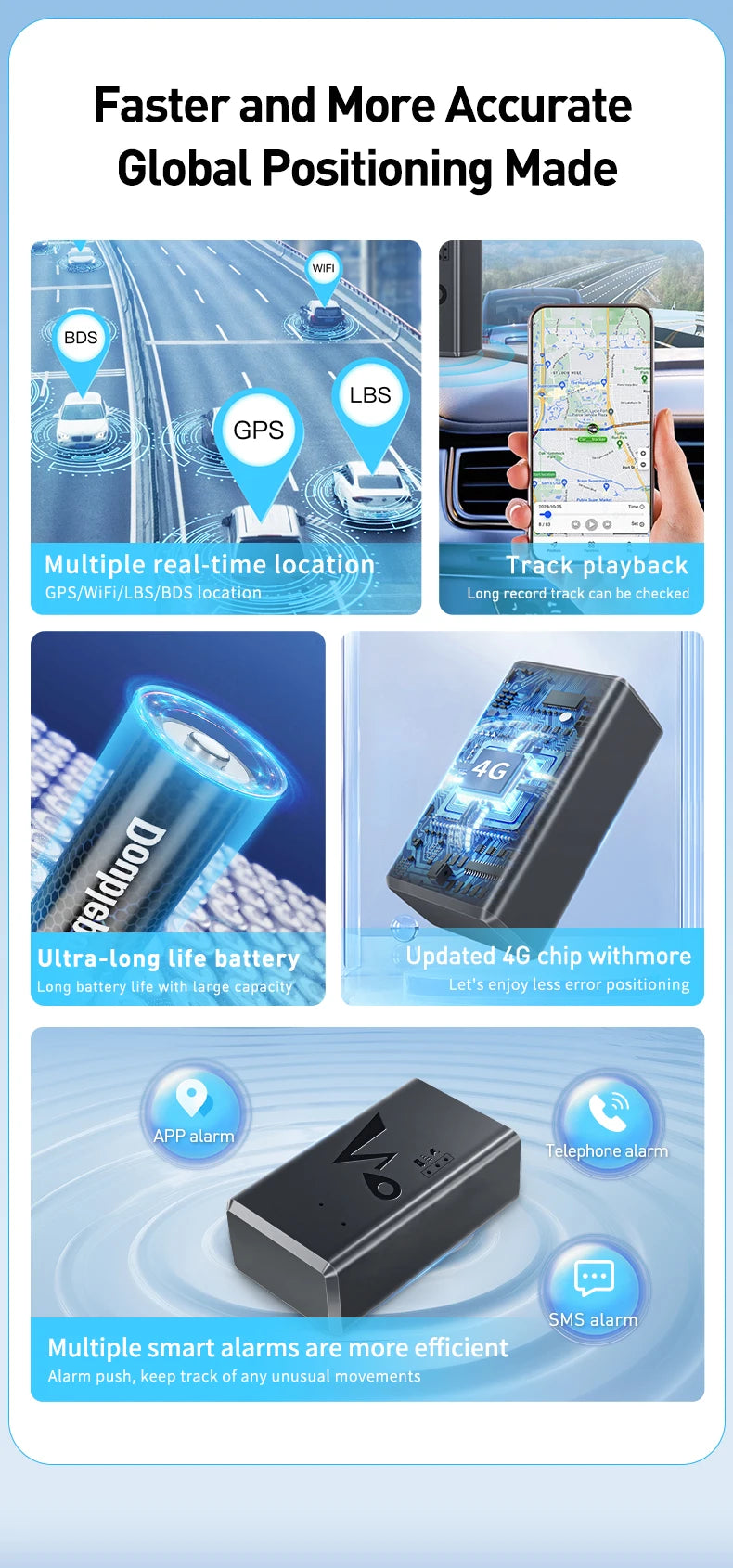 GPS locator 4G vehicle tracking instrument mobile phone anti-theft recording location vehicle tracking artifact J