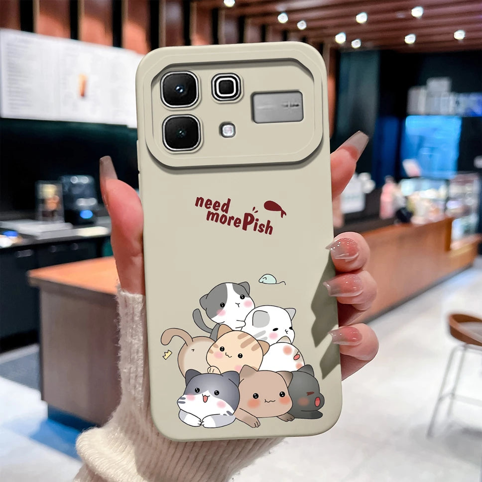 Phone Case For Infinix Note 60 Pro Edge 4G 5G Liquid Silicone High Quality Shockproof Cute Animals Cover