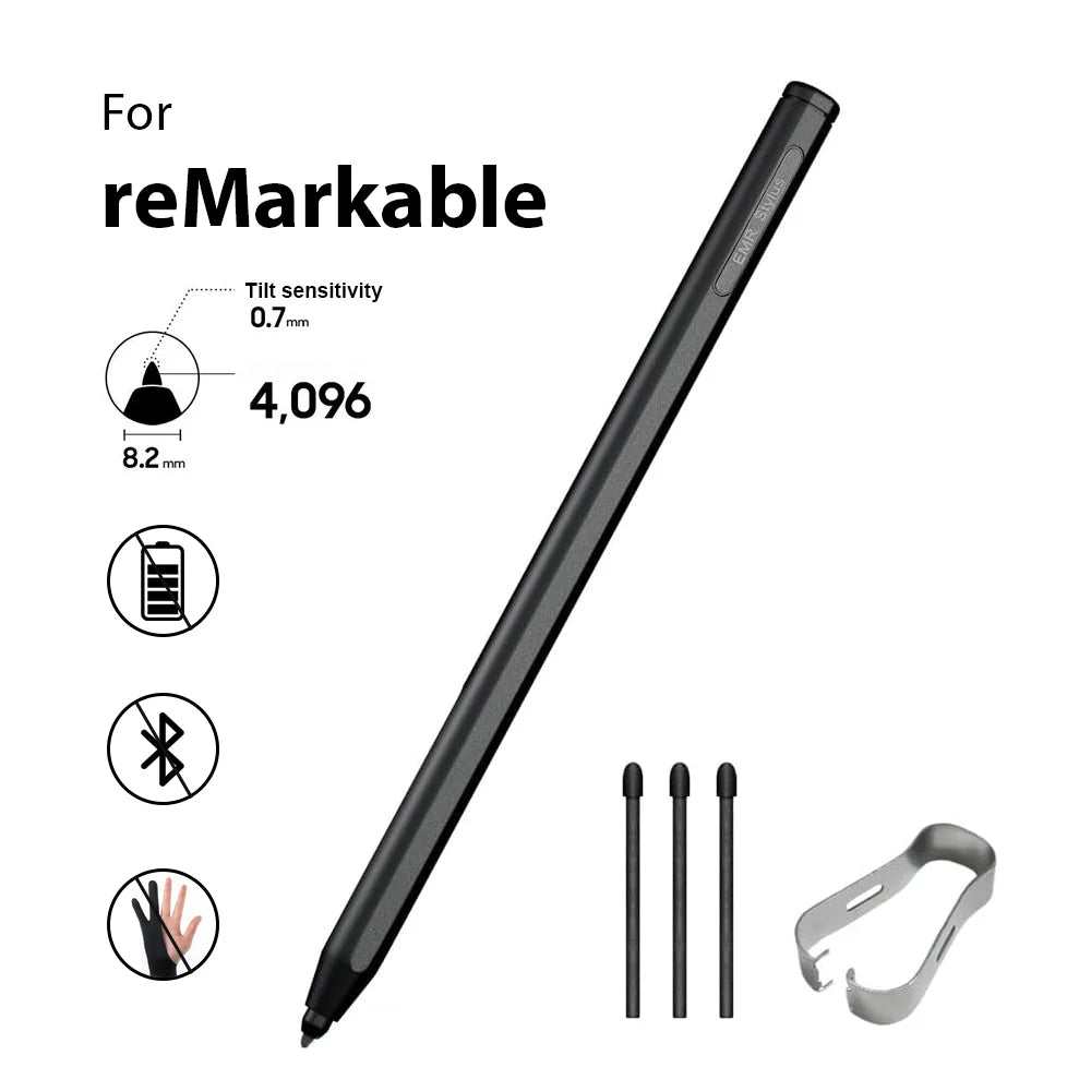 For reMarkable 2 Pen with 4096 Pressure Sensitivity Eraser Palm Rejection Tilt Sensing EMR Stylus Pen for reMarkable Accessories