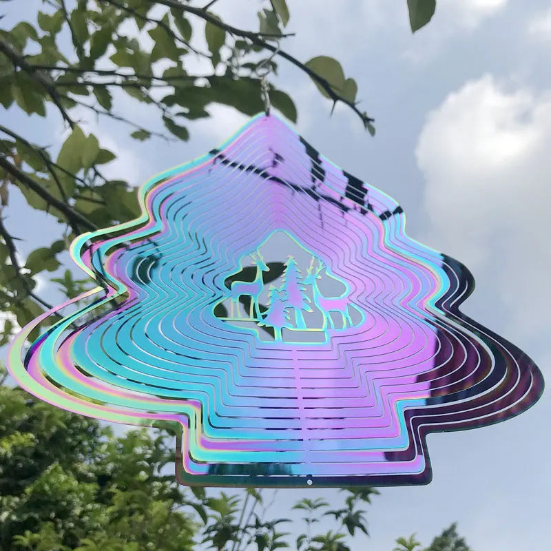 3D Wind Spinner Chime Heart Square Drop Shape Stainless Steel Rotating WindChime For Both Outdoor Garden And Indoor