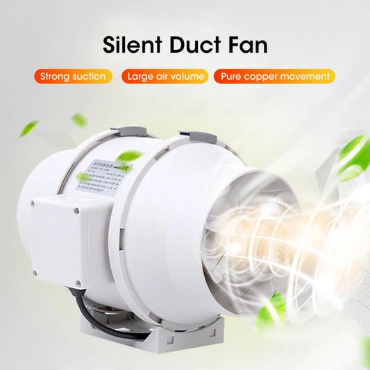 4 inch Exhaust Fan 220V EU Home Silent Inline Pipe Duct Fan Bathroom Extractor Ventilation Kitchen Toilet Wall Air Ventilator
