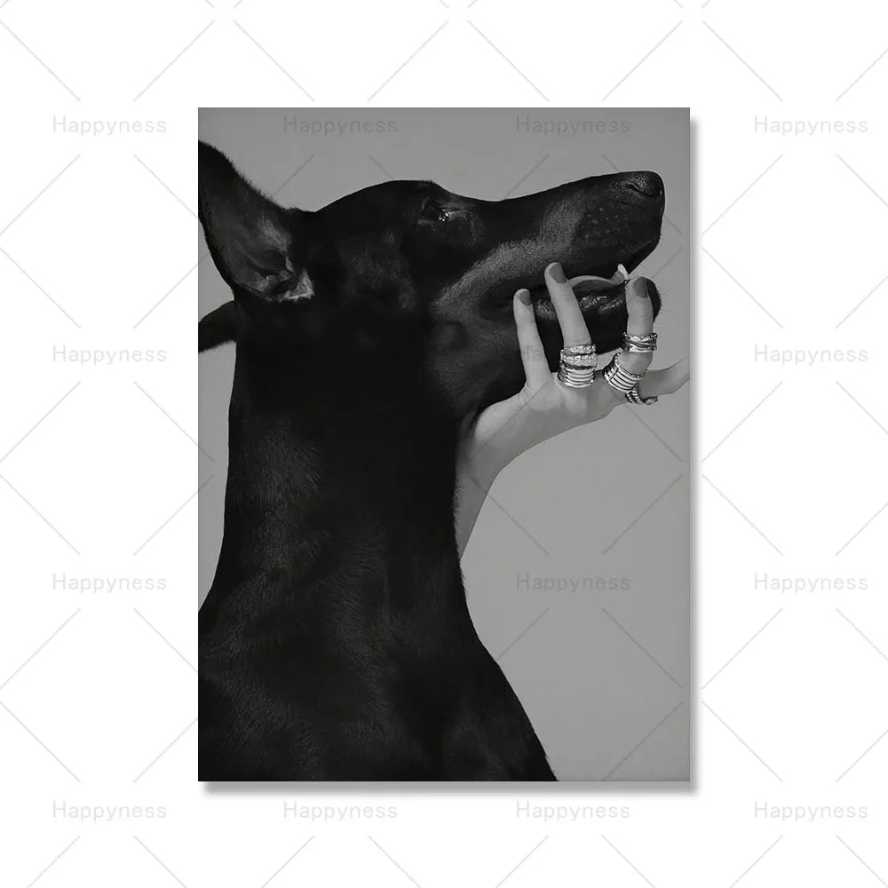 Fashion Sexy Women Wall Art Poster Leopard Dog Art Print Luxury Brand Car Canvas Painting Modern Pictures Living Room Home Decor