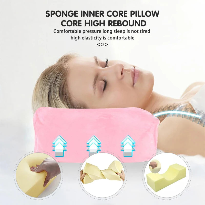 Lash Pillow Neck Support Eyelash Soft Pillow Grafting Eyelashes Memory Foam Eyelash Extension Pillow With Pocket
