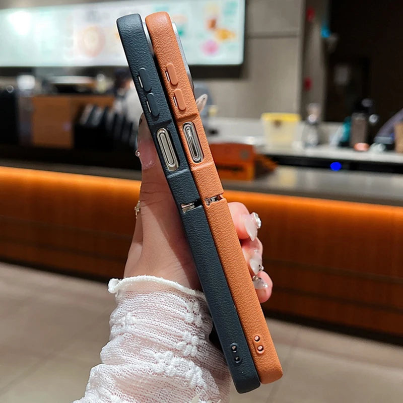 For Samsung Galaxy Z Flip 7 FE 6 5 3 4 Leather Texture Phone Case Floral Flower Soft TPU Folding Cover For Samsung Z Flip5 Flip6