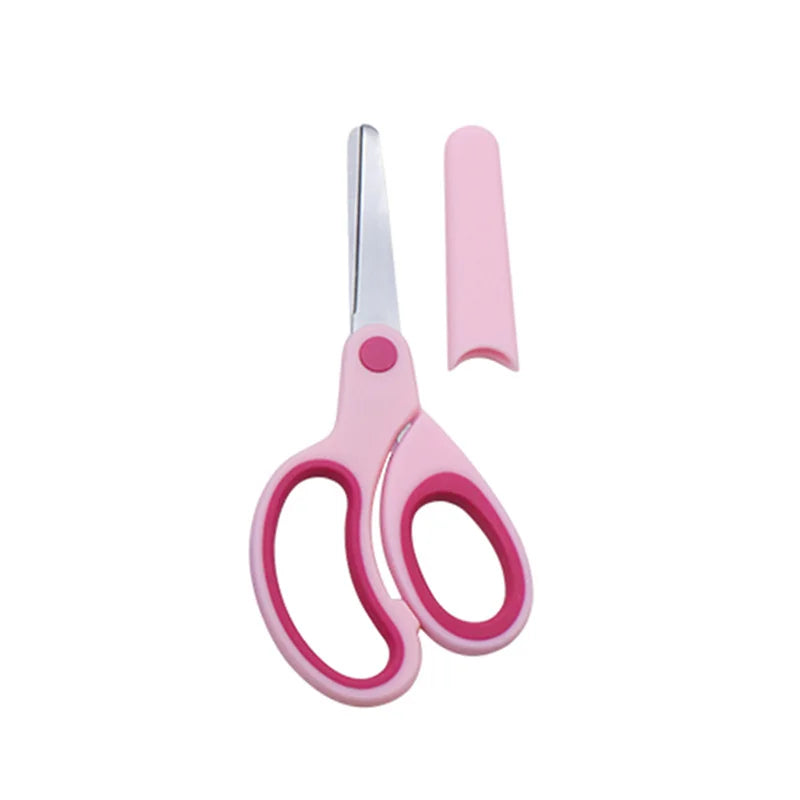 Safty Scissors For Kids Student DIY Paper Children's Left-handed Scissors Scissors With Sleeve Cutting Tool Stationery