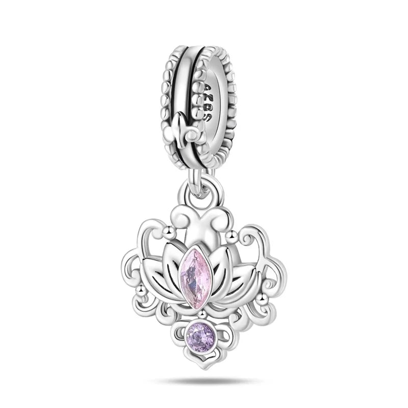925 Sterling Silver Princess Powder Series Exquisite Daily Bow Sweet Charms Beads Fit Pan Original Bracelets DIY Jewelry