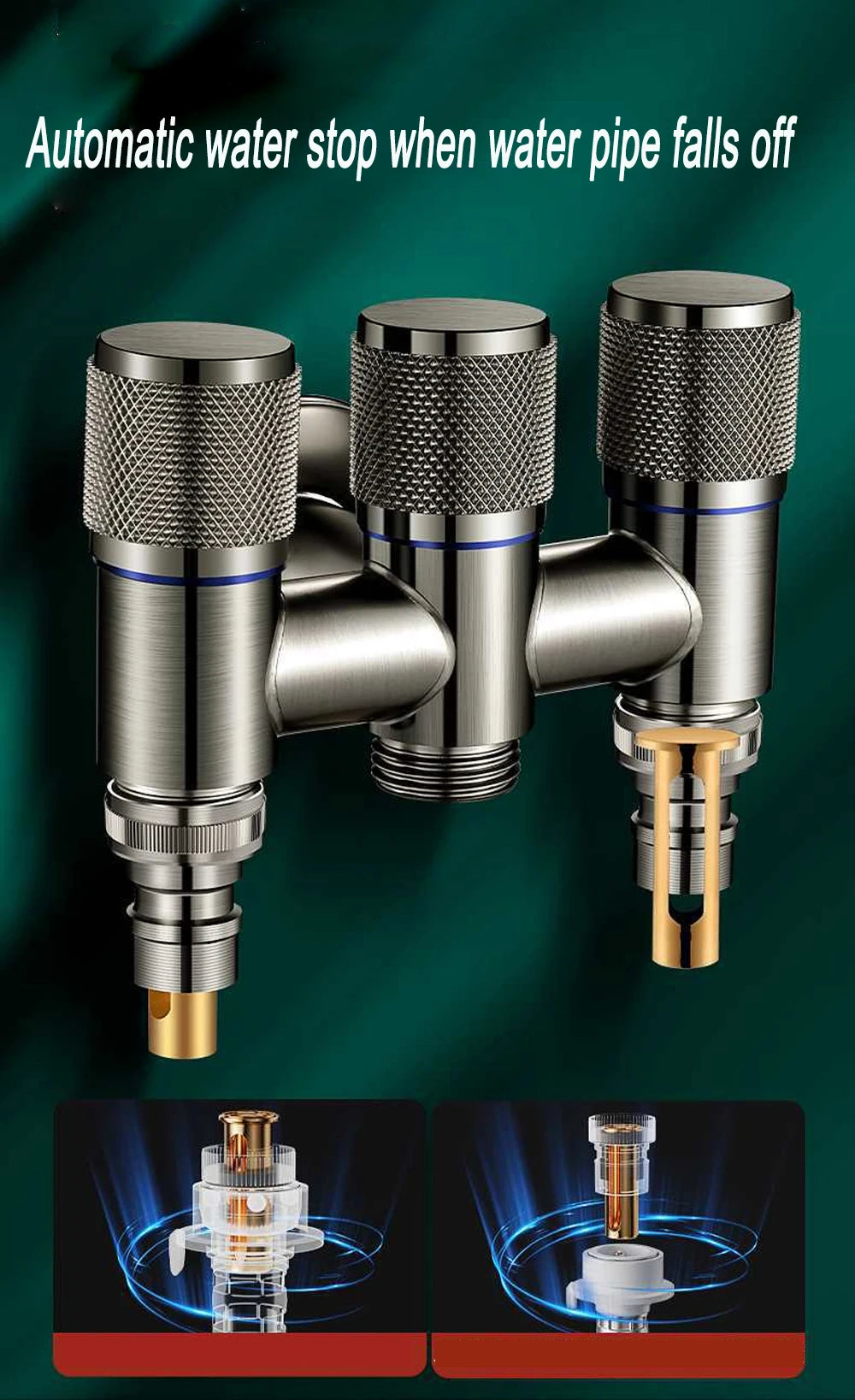 Universal 1/2 Thread One Into Three Out Faucet Kitchen Stainless Steel Inlet Valve Fitting Valve Toilet Bathroom Fittings