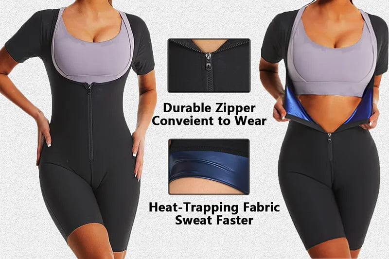 YBFDO Women High Compression Bodysuit Shapewear Fitness Girdles Sauna Sweat Suits Belly Slimming Sheath Weight Loss Body Shaper