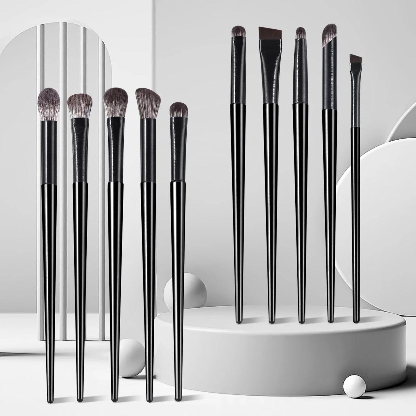 Eyeshadow Brushes,10pcs Wooden Neutral Portable Multifunctional Makeup Brush Bag	For All Skin For Making Up Supply