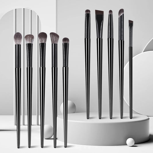 Eyeshadow Brushes,10pcs Wooden Neutral Portable Multifunctional Makeup Brush Bag	For All Skin For Making Up Supply