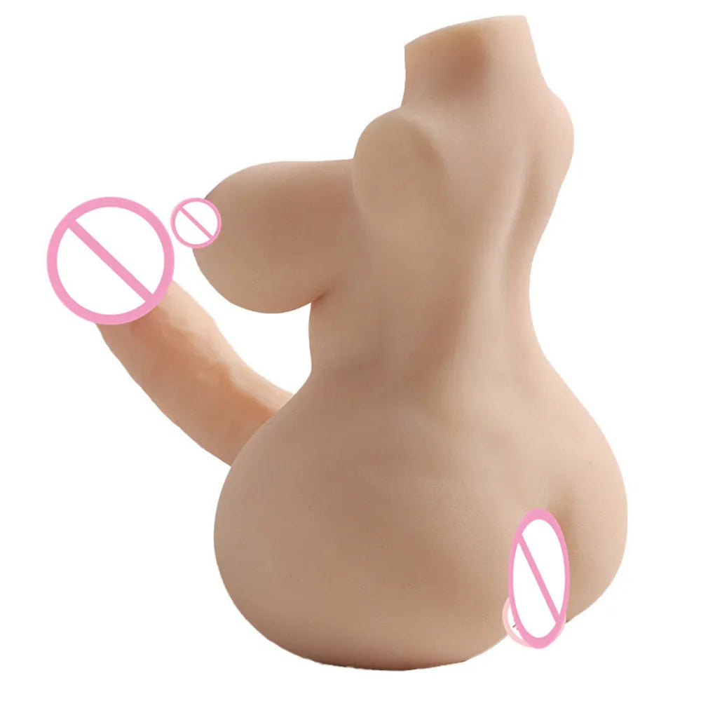 3D Realistic Shemale Body Sex Doll Male Torso 14cm Dildo Soft Penis Female Vagina Masturbator Anal Sex Toys for Women Men Adults
