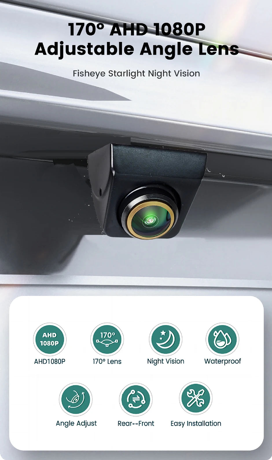 Car Rear View Camera AHD CVBS 1080P Full HD Reversing Image Camera 170° Wide Angle Night Vision Fisheye Len Car Reversing Camera