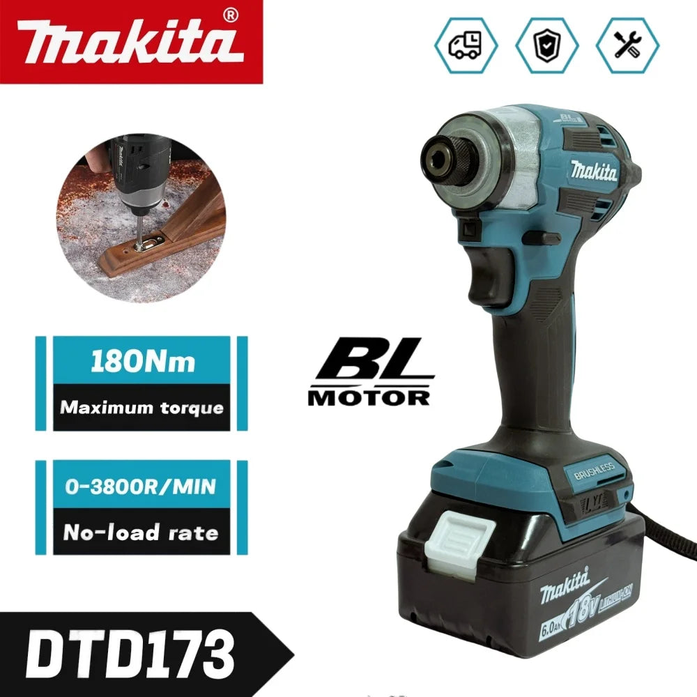 Makita DTD173 18V Cordless Brushless Impact Driver - Electric Drill Screwdriver for Wood And Bolts (Bare Machine)