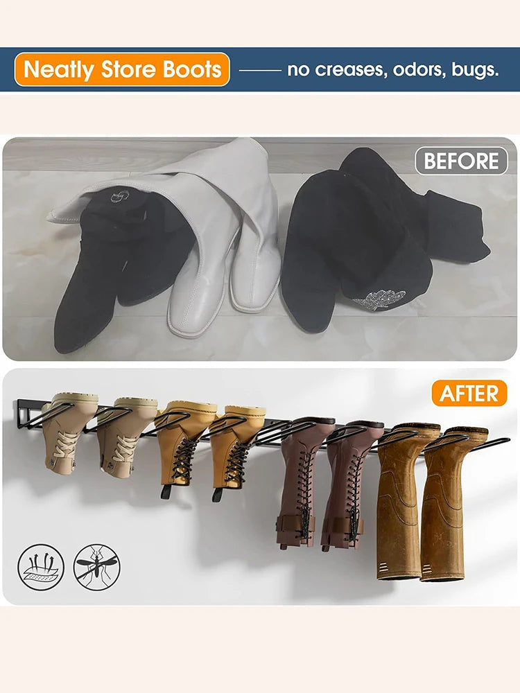 1pcs Boot Rack Hanger Wall Mounted- (4 Pair) Sturdy Metal Boot Organizer, Tall Shoe Holder for Closet, Entryway, Indoor, Garage