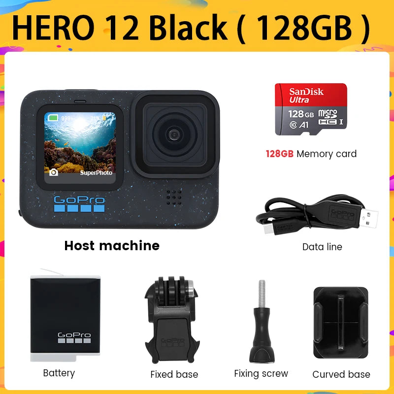 GoPro HERO 12 Black Action Camera HyperSmooth6.0 5.3K60fps Video 27MP Go Pro12 helmet Sport Camera