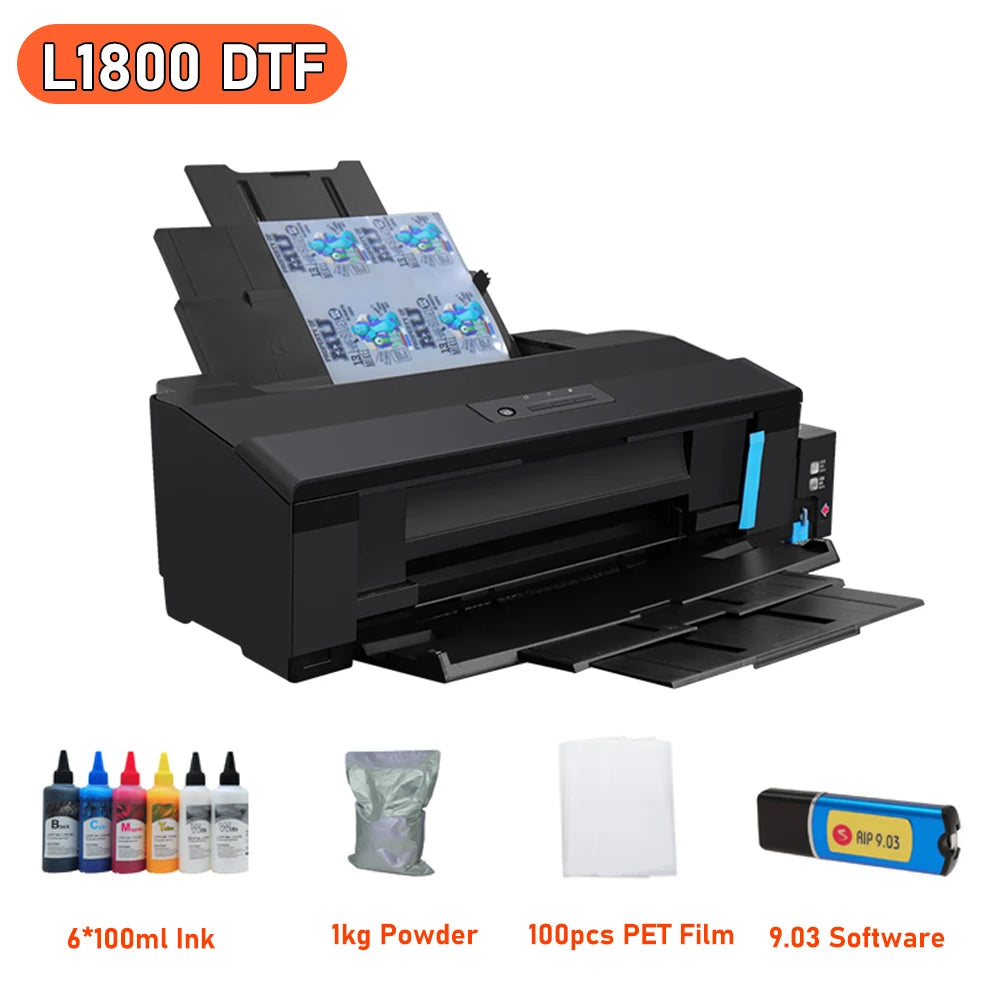 A3 DTF Printer Bundle for Epson L1800 Directly Transfer Film DTF Printer with Oven Dryer A3 DTF Machine For T-shirt All Fabric