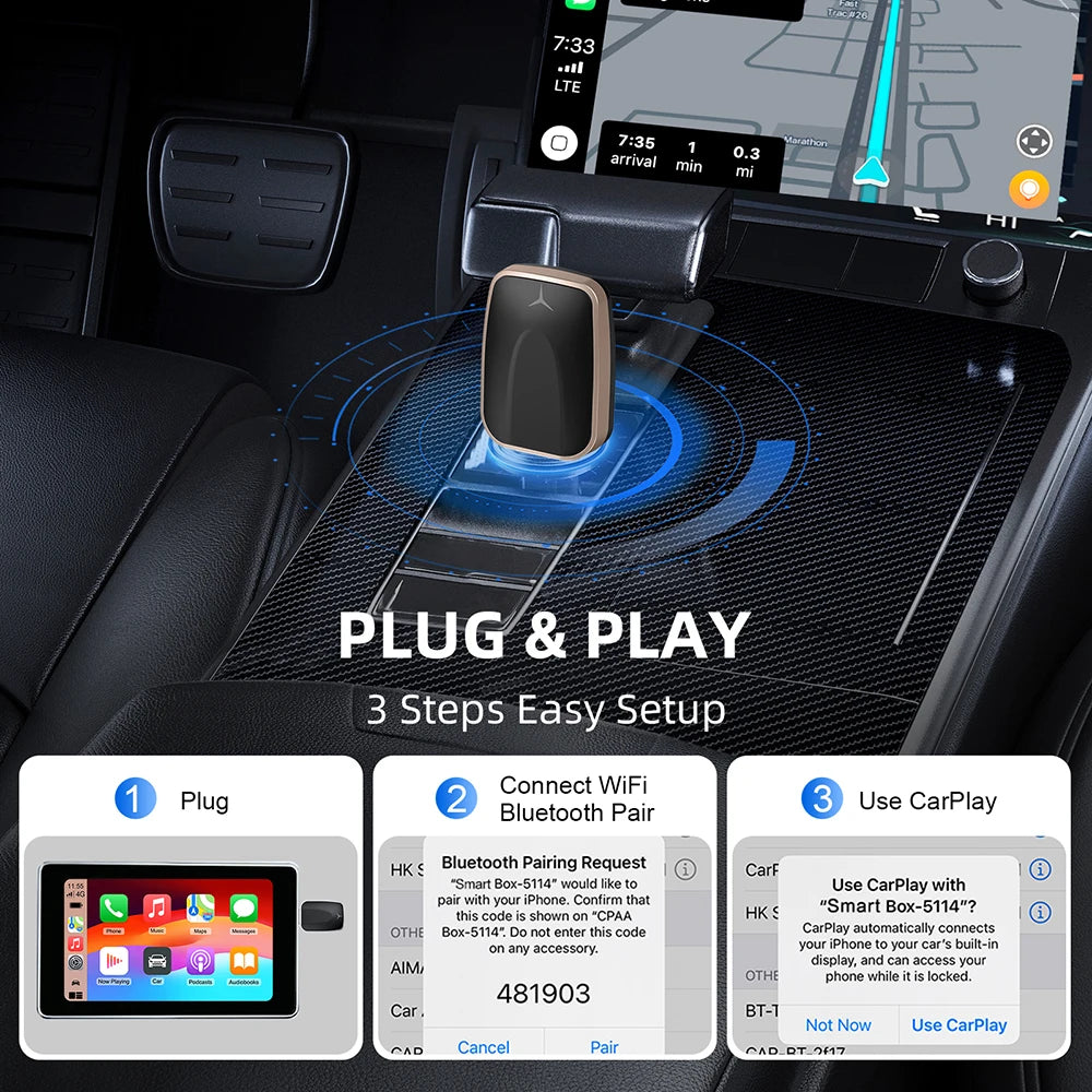 2in1 Wireless CarPlay Dongle Wireless Android Auto Adapter AI Smart Box Car Intelligent Systems For Car With Wired CarPlay