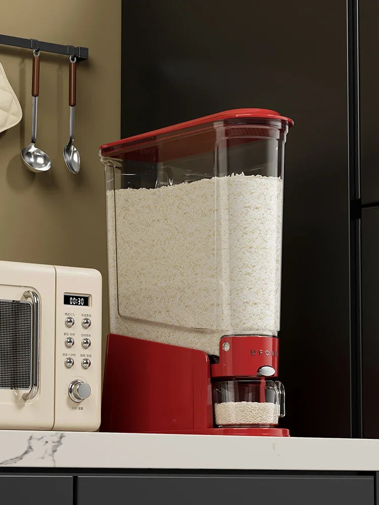 1PCS 5/10KG Sealed Rice Bucket Sealed Moisture-Proof Dispenser with Cup Grain Powder Boxes Insect-Proof Cereal Kitchen Container
