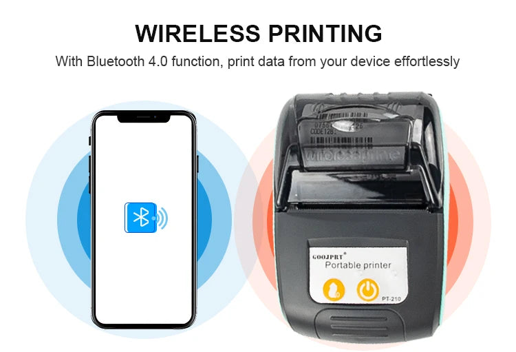 58mm Portable Mini Thermal Printer Receipt Wireless Ticket Printer Lightweight Mobile Bluetooth For Android IOS Bill Printer