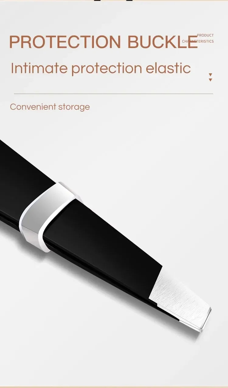 CNK  Wholesale Stainless Steel Black Eyebrow Tweezer with Slant and Flat Point Beauty Tools for Eyebrows & Ingrown Hair Removal