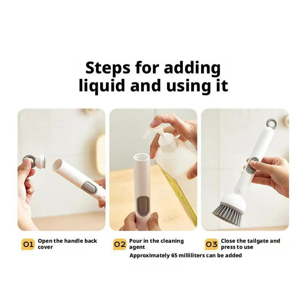 Kitchen Pot Brush for Home Use Long Handle Rotating Dish Washing Scrubber with Liquid Dispenser Bowl Pans Brush Cleaning Tools
