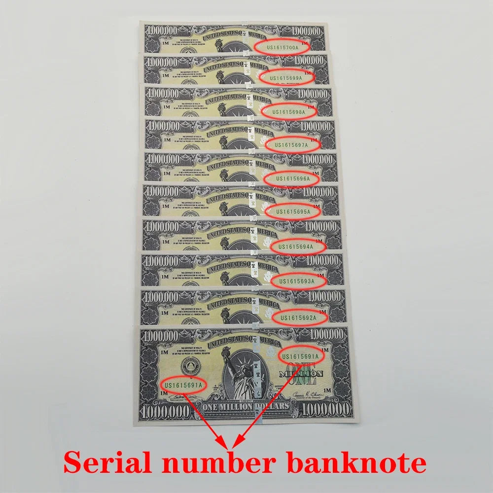 10PCS/100PCS American One Million Dollar Banknote Collection Statue of Liberty Design with UV Anti-counterfeiting Serial Number
