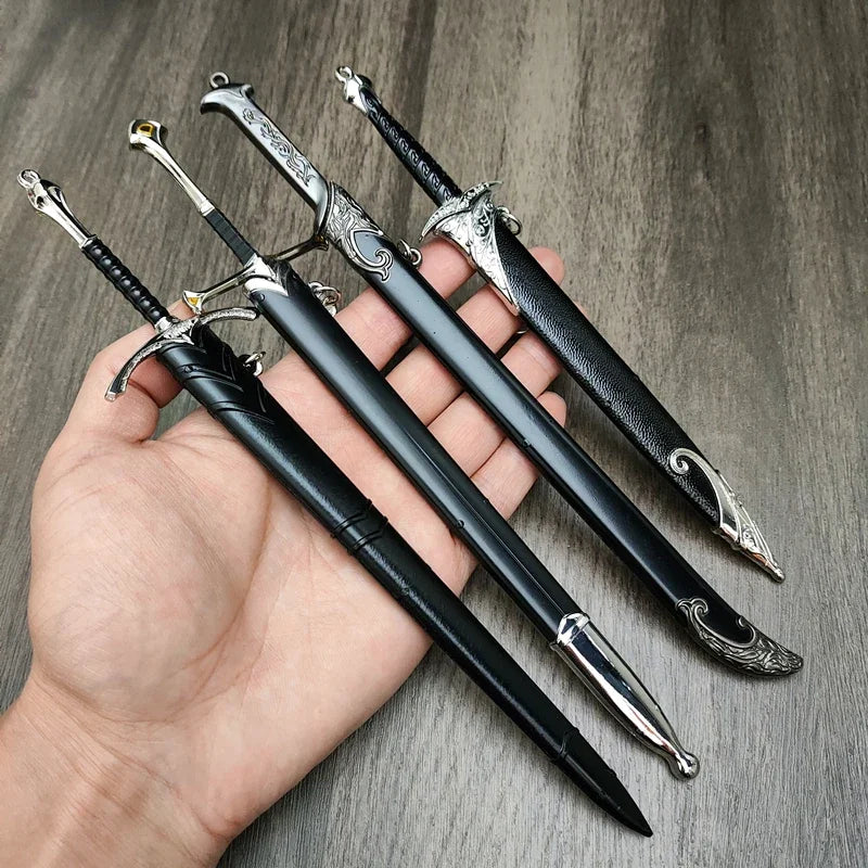 Glamdring Aragorn Narthil Sword Elves Anduril Middle-earth Weapon 22CM Metal Katana Samurai Sword Keychain Ornaments Gifts Toys