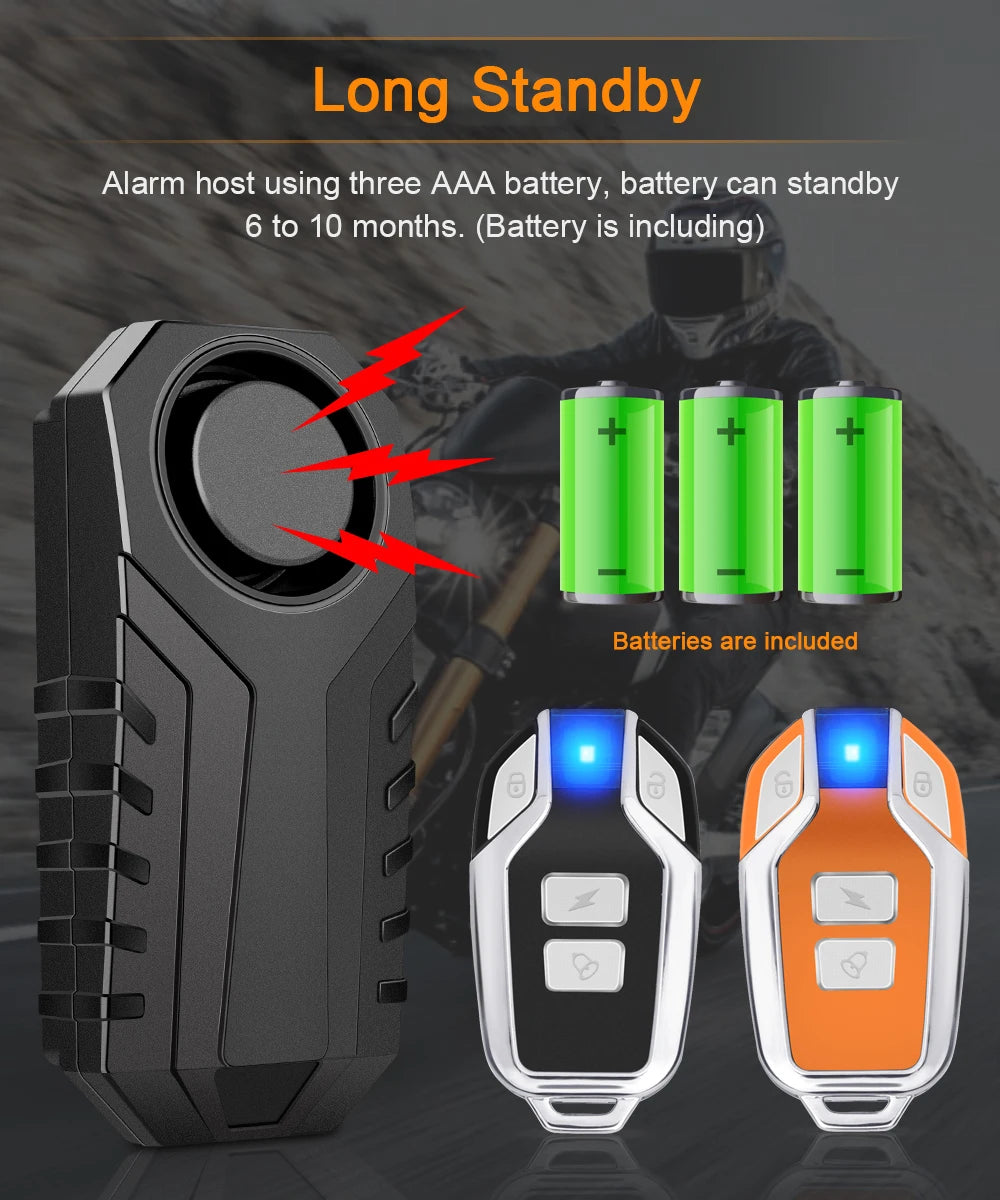 Gadpow Motorcycle Bike Wireless Remote Control Alarm Vibration Sensor 113dB Loud Waterproof Security Alarm