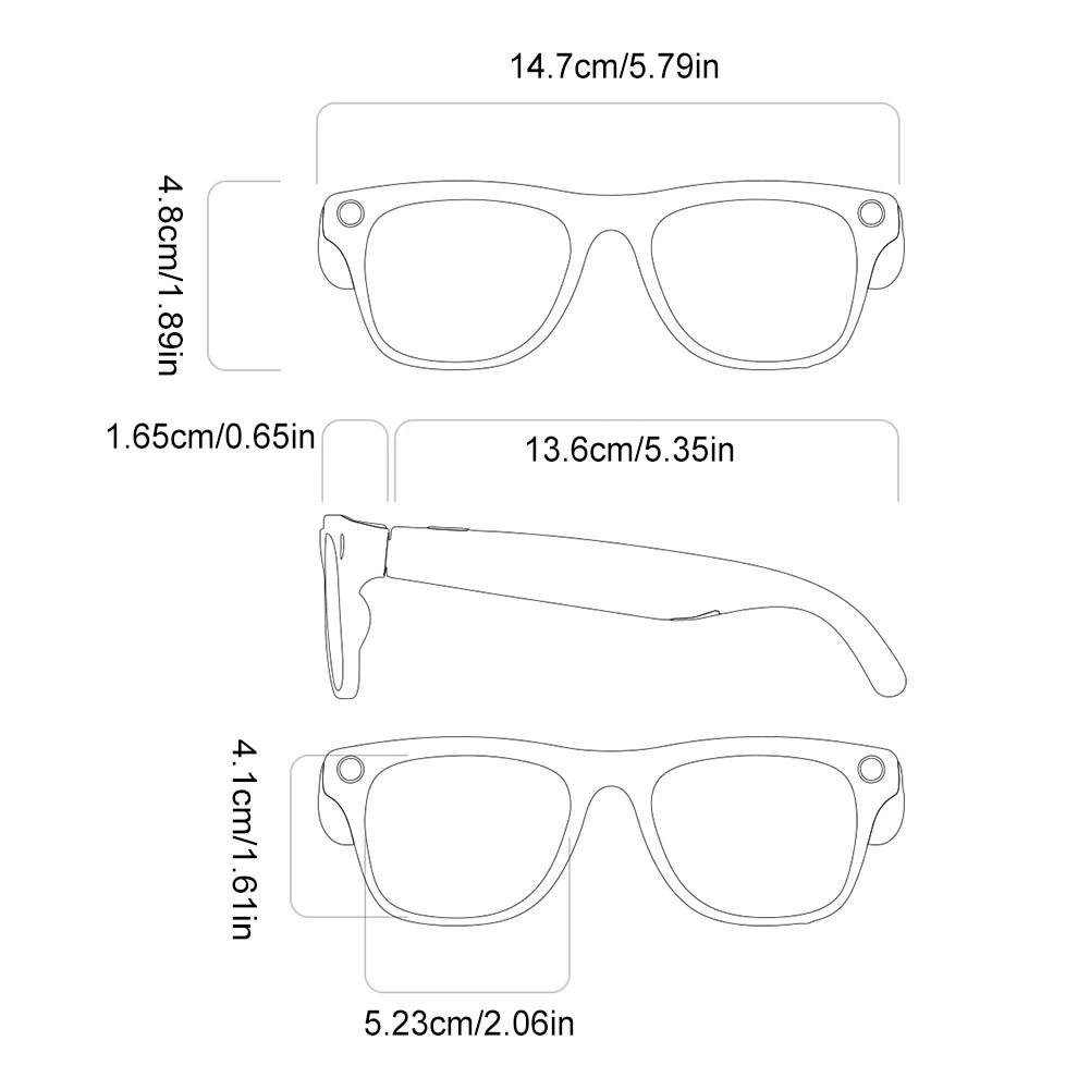 1080P HD AI Smart Glasses Chat GPT 100MP Camera Sunglasses Bluetooth Call 260Mah Battery Voice Assistant Control Smart Glasses