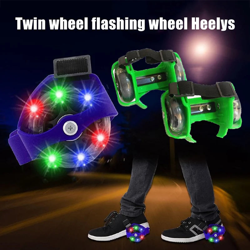 1 Pair Kids Children Outdoor Adjustable LED Flashing Wheel Heel Skate Rollers Adjustable Simply Durable for Outdoor Skating Shoe