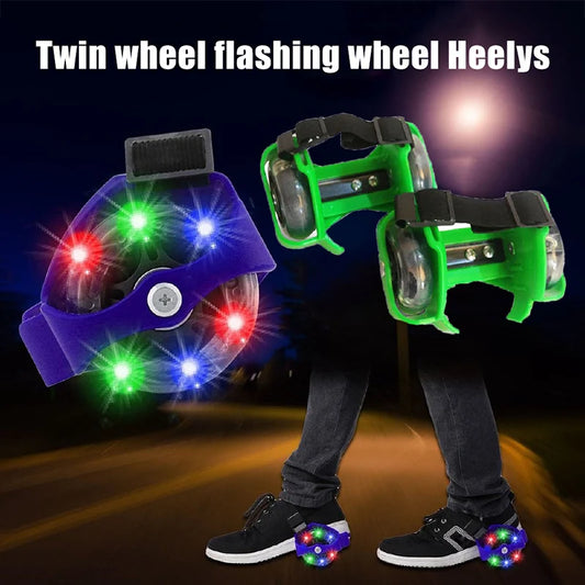 1 Pair Kids Children Outdoor Adjustable LED Flashing Wheel Heel Skate Rollers Adjustable Simply Durable for Outdoor Skating Shoe