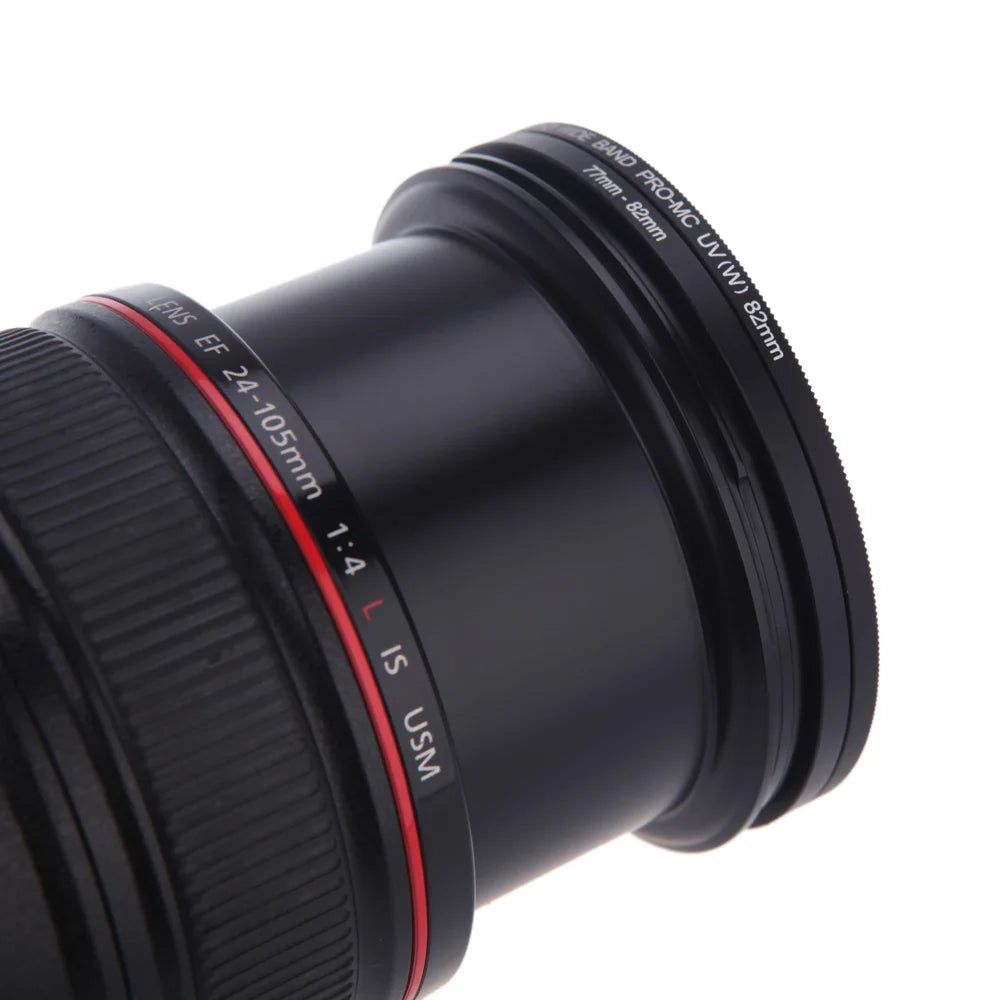 8pcs Filter Step Up Rings Adapter 49-52-55-58-62-67-72-77-82mm 49mm-82mm Step-up Ring Anodized Aluminum Material as Lens Hood