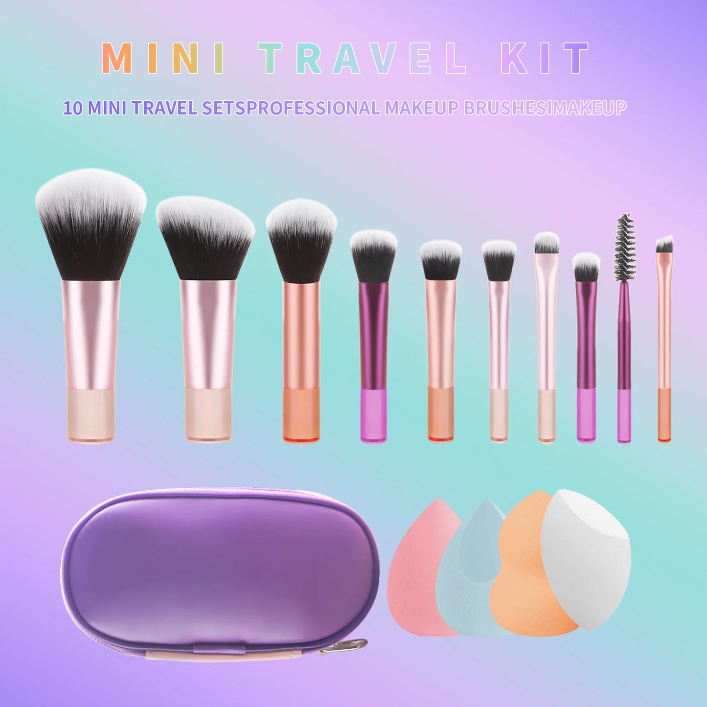 Makeup Brush Sets, 15pcs Plastic Multiple shapes Beauty Egg&Storage bag Multifunctional Cosmetic Brush For Making Up Supply