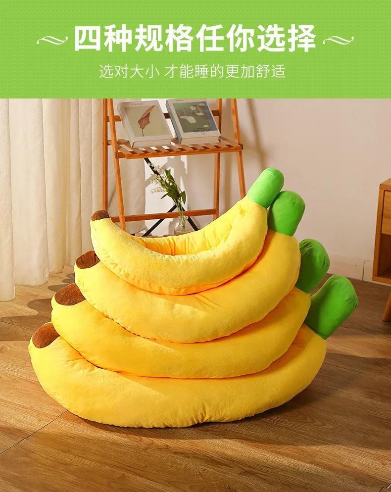 Creative Banana Bed, Cat Bed, Boat-shaped Dog Bed Pad, Detachable and Washable, Warm Pet Bed for All Four Seasons