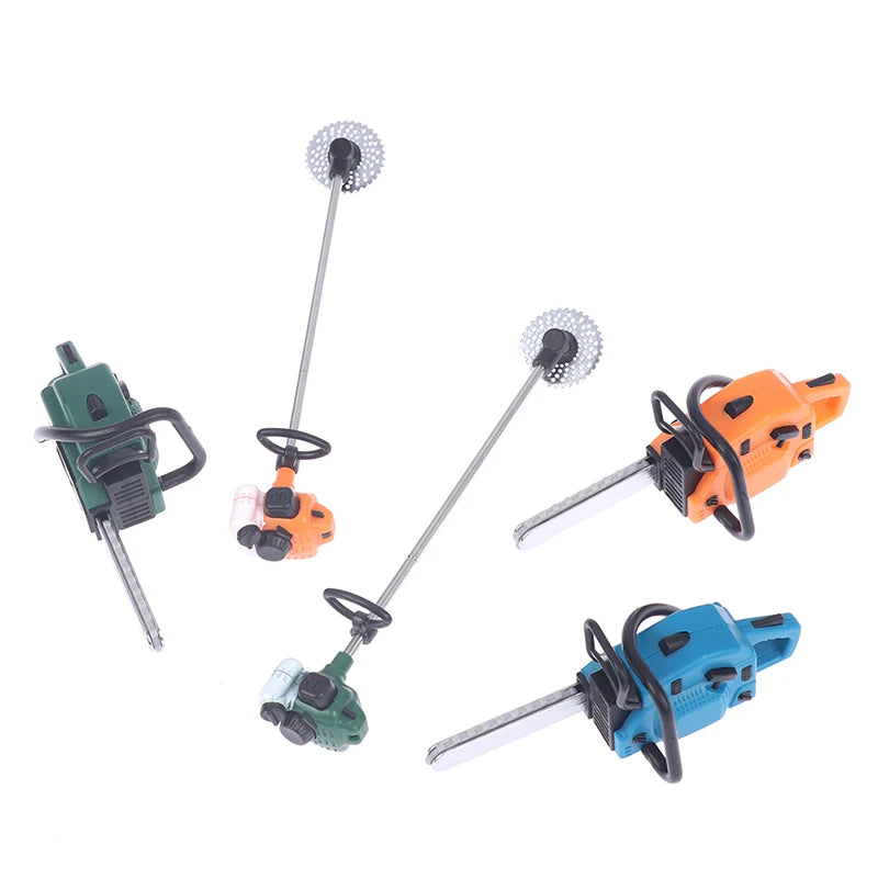1Pc Dollhouse Chain Saw Lawn Mower Model Simulation Repair Tool Saw 1:12 Dolls Houses Miniature Furniture Accessories