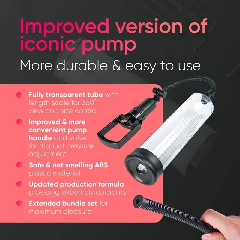 Male Manual Penis Pump Penis Enlarger Negative Pressure Vacuum Pump Big Dick Erection Enhancement Trainer Equipment Adult SexToy