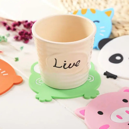 Cute Animal Cup Mats Pad Pot Holder Kitchen Accessories Cartoon Coaster Silicone Mat Drink Cup Coasters Non-slip Placemat