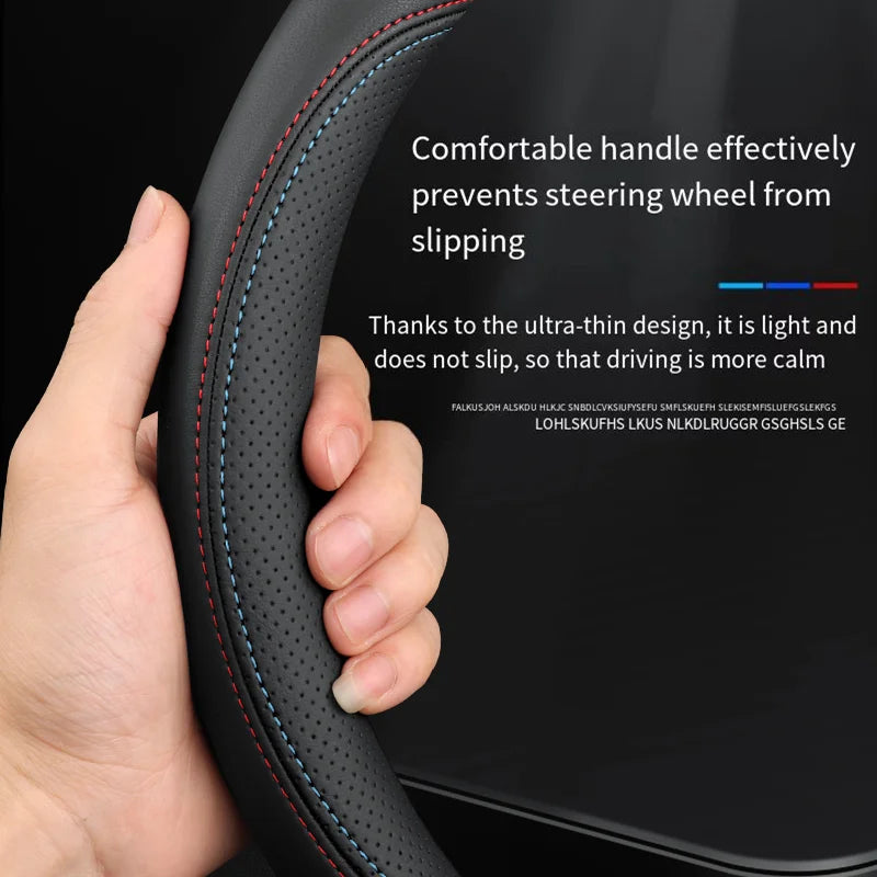 Genuine Leather Car Steering Wheel Cover 15 inch/38cm for BMW M Sport G30 G31 G32 G20 G21 X3 G01 X4 G02 X5 G05 G14 G15 G16