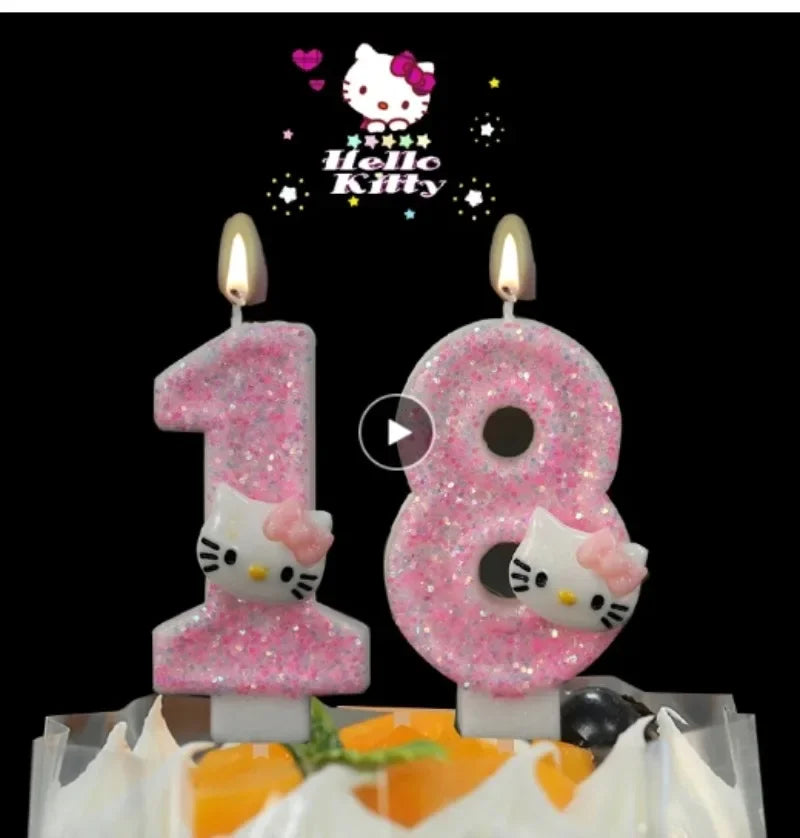 Kawaii Hello Kitty Number Birthday Candle Sanrio Kitty Cat Digital Candles Birthday Cake Decoration Anniversary Party Candles