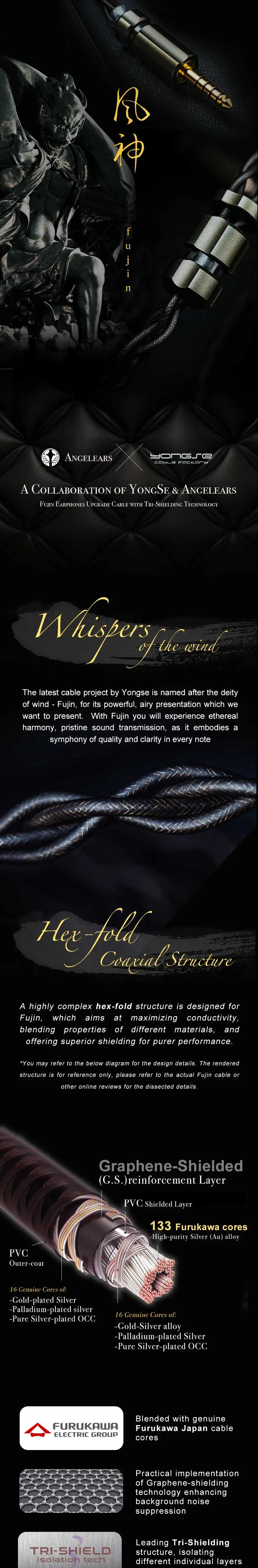 Angelears x Yongse Fujin Flagship Upgrade Cable Furukawa Cores Gold-Silver Alloy Palladium-plated Silver Pure Silver-plated OCC