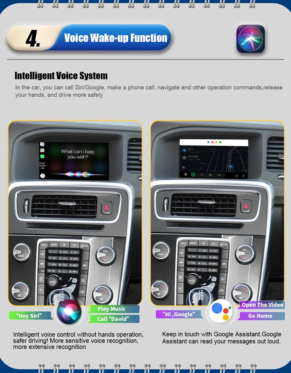 Wireless CarPlay Android Auto Box 5G Upgrade Version For Volvo V40 V60 XC60 S60 V70 XC70 S80 2010-2014 OEM Microphone Accessorie
