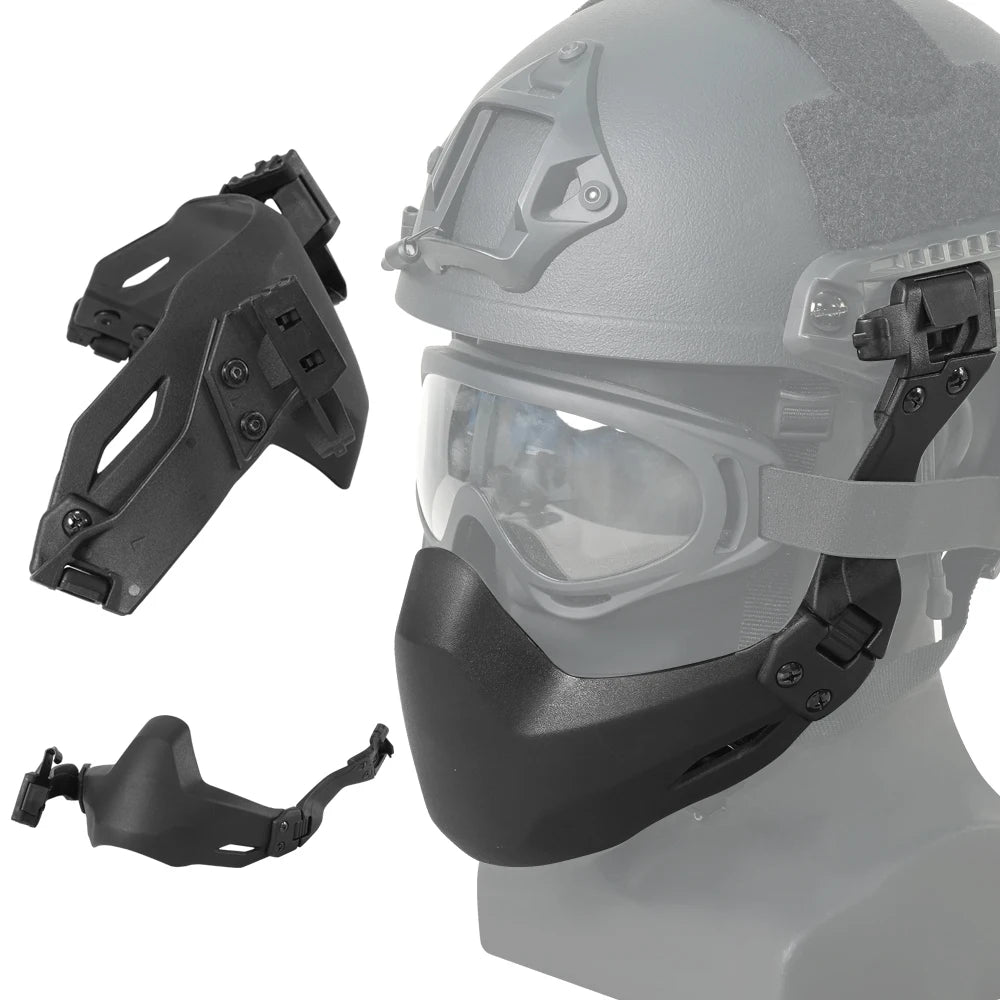 BOOIU Tactical Helmet Masks Half Face Suitable For Fast Rail Helmet Folding Nylon Mask Fit Face Airsoft Protective Helmet Masks