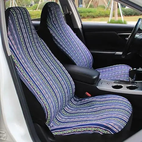 5mm Universal Size Flax Striped Car Seat Covers with Seat Belt Pads Steering Wheel Cover Full Set Fit For Most Car SUV Van Truck