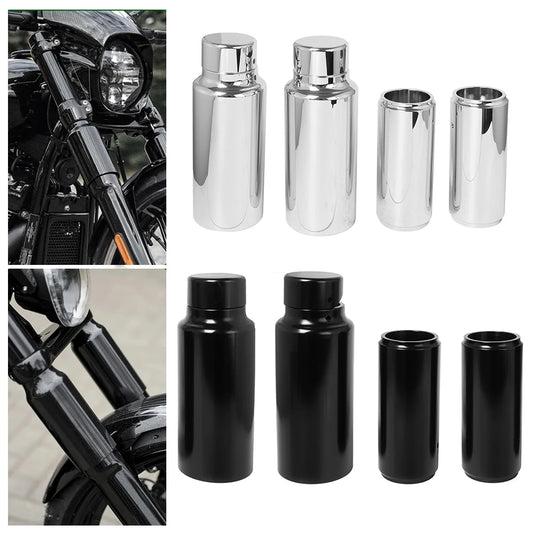 Black/ Chrome Motorcycle Front Upper Lower Fork Cover Tube Cap Set Aluminum For Harley Softail FXBR/S Breakout 107 114 2018-2022