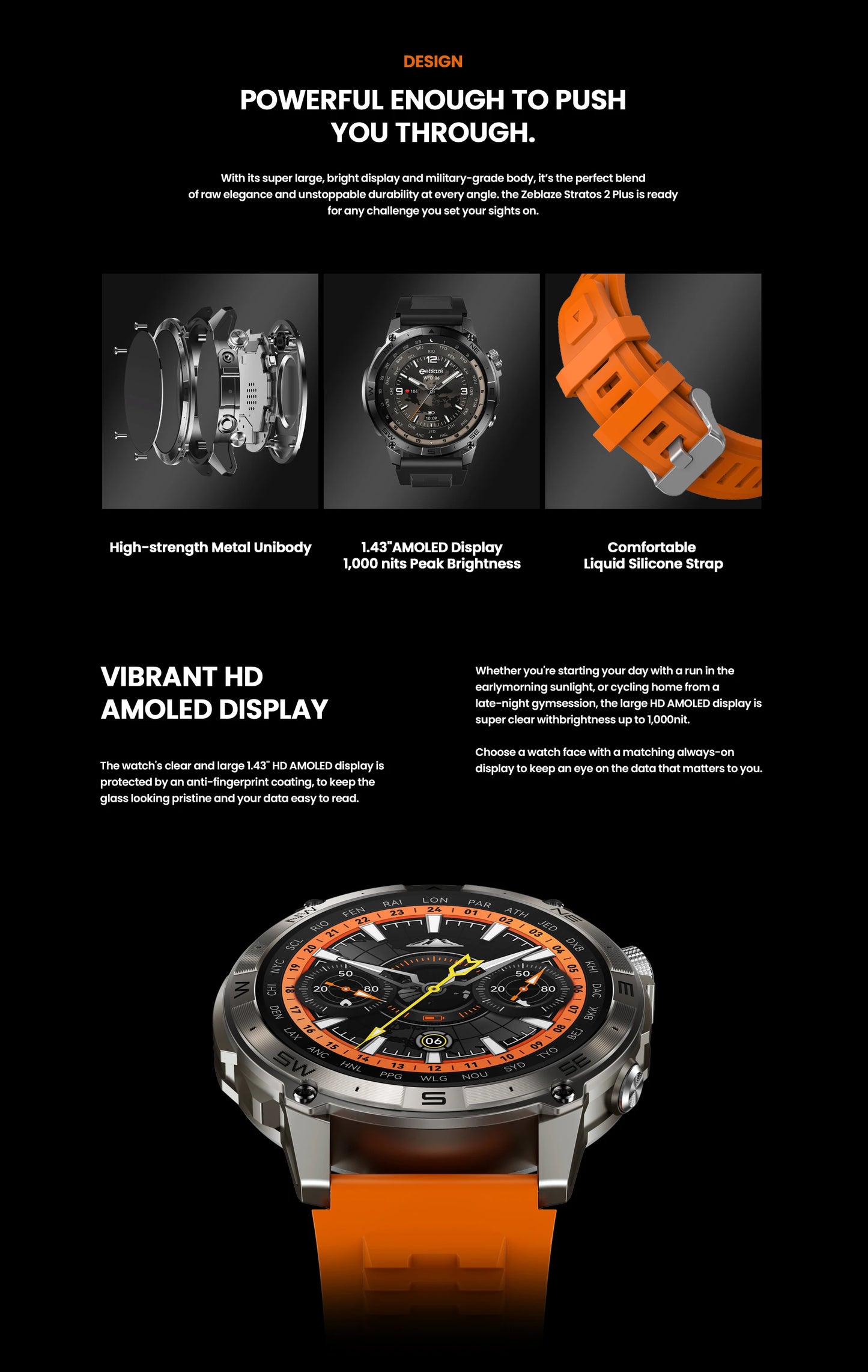 Zeblaze Stratos 2 Plus GPS Sports Smart Watch Built-in Compass Barometric Altimeter 1.43'' AMOLED Display Voice Call Smartwatch