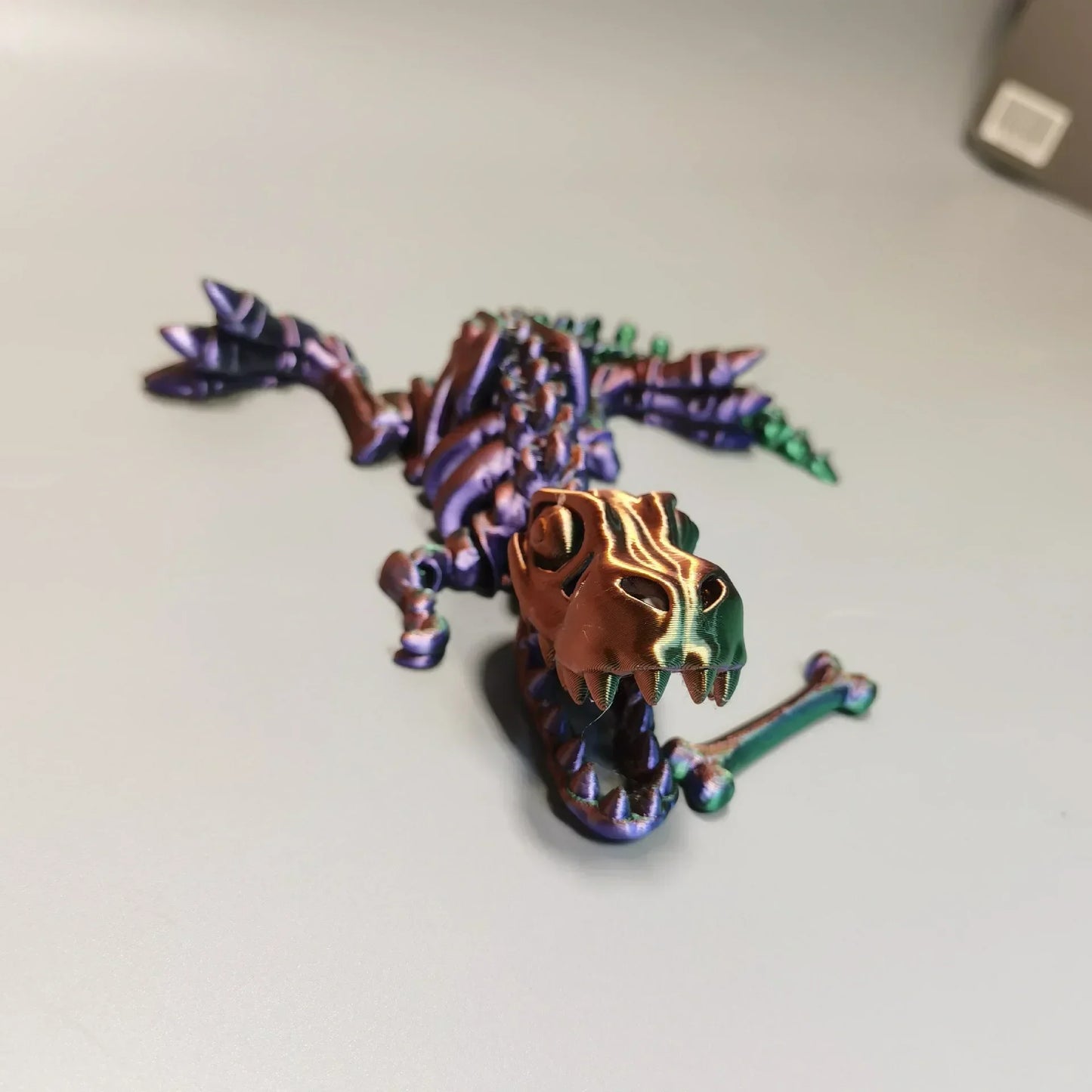 4Pcs Tyrannosaurus Rex Fossil Dragon 3D Printing Skull Dragon Movable Joint Decoration Toy Can Stand Big-mouth Dinosaur Model