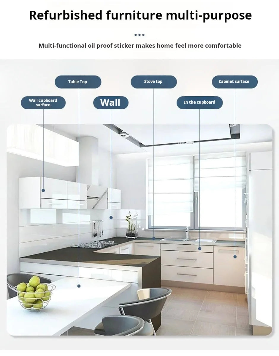 Kitchen Oil Resistant Stickers Waterproof Self-adhesive Wallpaper Stove Countertop Protective Pad Cabinet Countertop Marble Film