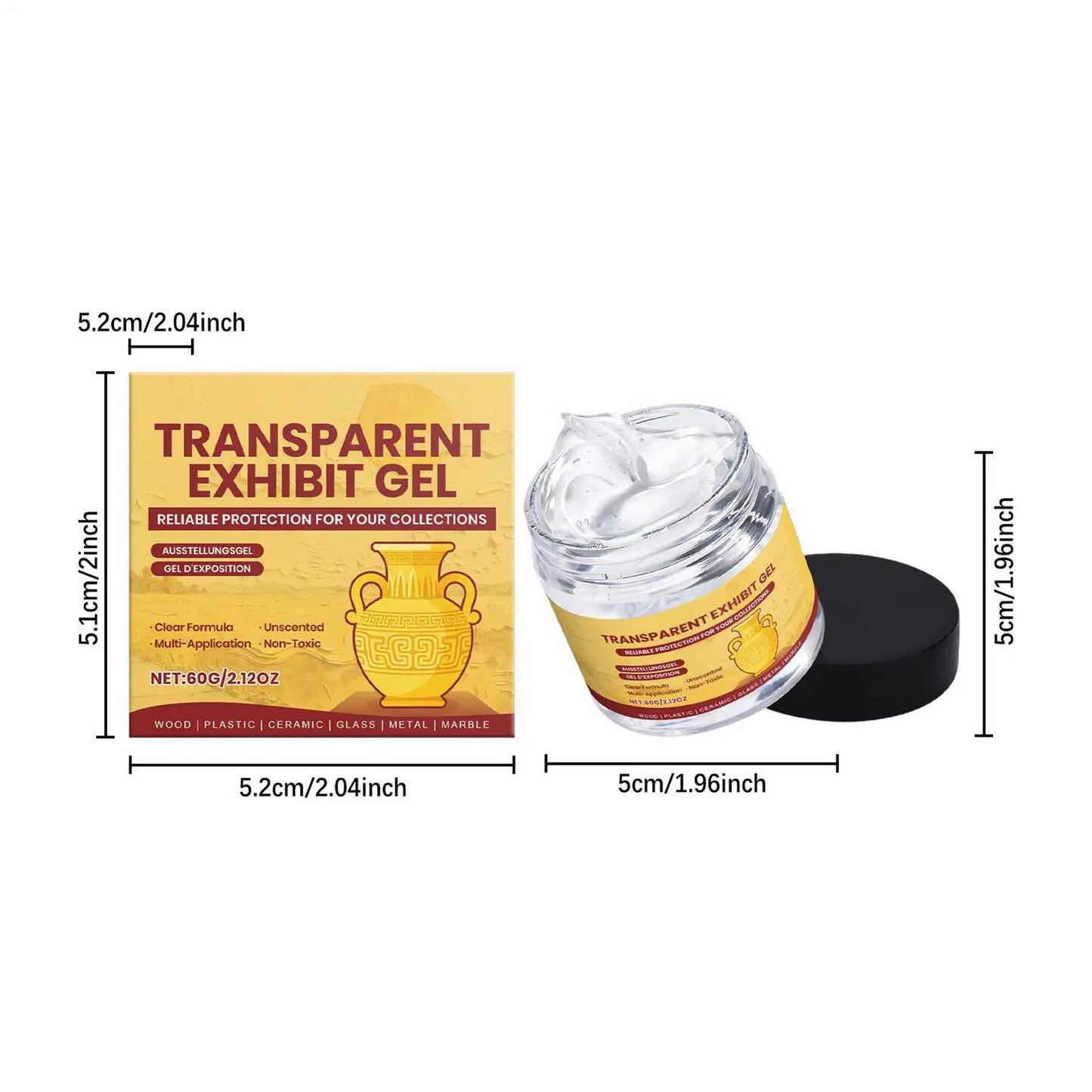 60g Crystal Clear Museum Wax Exhibit Gel Reusable Clear Removable Adhesive For Antiques Glass Ceramics Figures Decorations