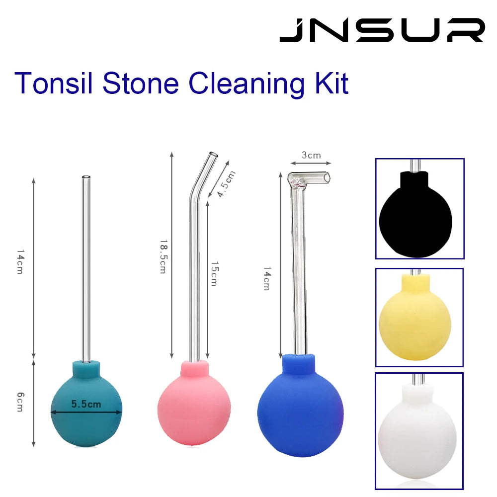 Oral Calculus Remover Tonsil Stone Cleaning Kit 15 ° 90 ° Curved Glass Tube Manual Suction Ball Tonsil Cleaner Removes Stones