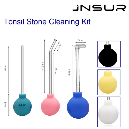 Oral Calculus Remover Tonsil Stone Cleaning Kit 15 ° 90 ° Curved Glass Tube Manual Suction Ball Tonsil Cleaner Removes Stones